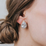 Large pear-cut CZ earrings (gold) - Liberty in Love