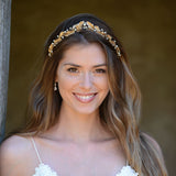 Laurel band of bronze leaves pearl embellished headpiece - Liberty in Love