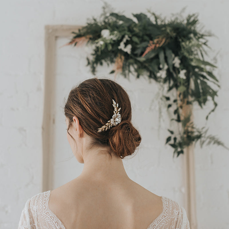 Lavina crystal embellished flower and sprigs hair comb - Liberty in Love