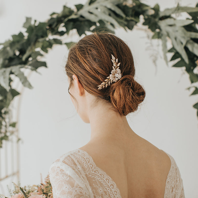 Lavina crystal embellished flower and sprigs hair comb - Liberty in Love