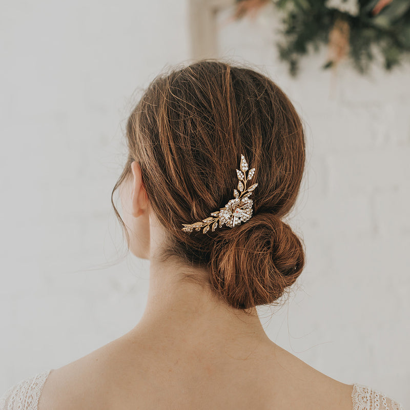 Lavina crystal embellished flower and sprigs hair comb - Liberty in Love