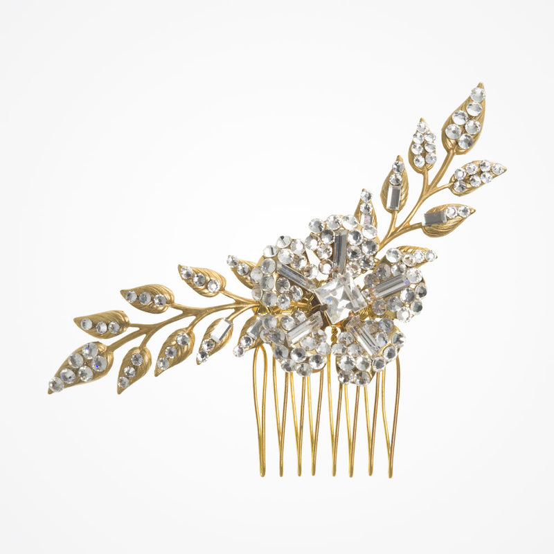 Lavina crystal embellished flower and sprigs hair comb - Liberty in Love