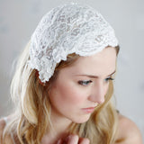 Liliana vintage ivory lace bridal juliet cap - Liberty in Love