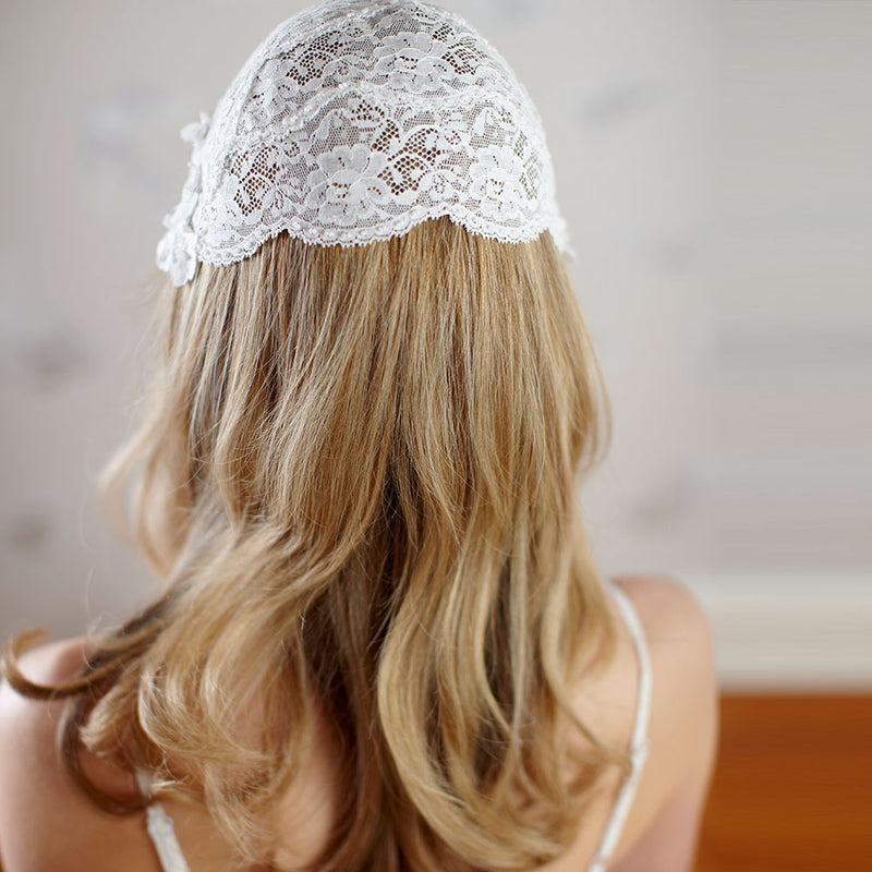 Liliana vintage ivory lace bridal juliet cap - Liberty in Love