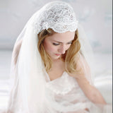 Liliana vintage ivory lace bridal juliet cap - Liberty in Love