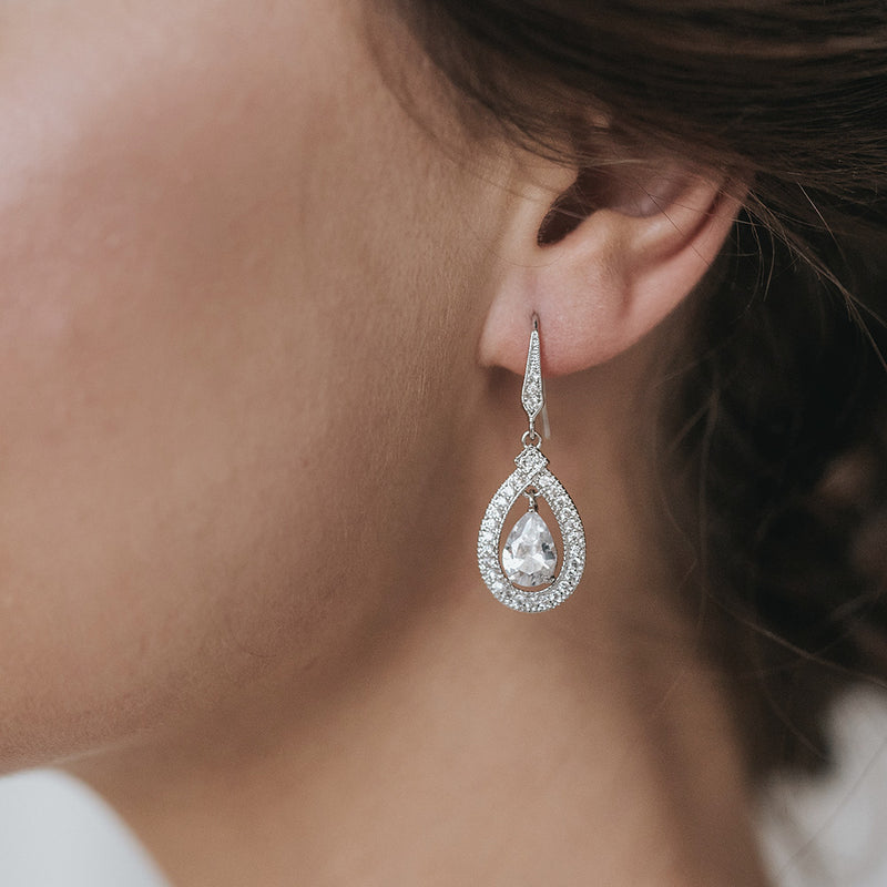 Lilibeth teardrop CZ earrings (silver) - Liberty in Love