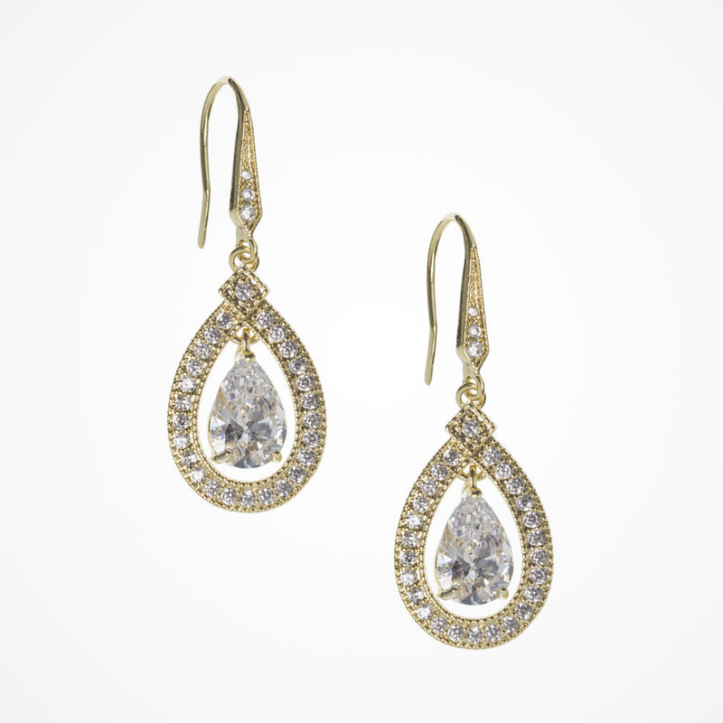 Lilibeth teardrop CZ earrings (gold) - Liberty in Love