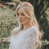 Lily blossom, pearl buds and leaves hair vine - Liberty in Love