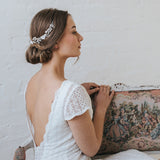 Lily blossom, pearl buds and leaves hair vine - Liberty in Love
