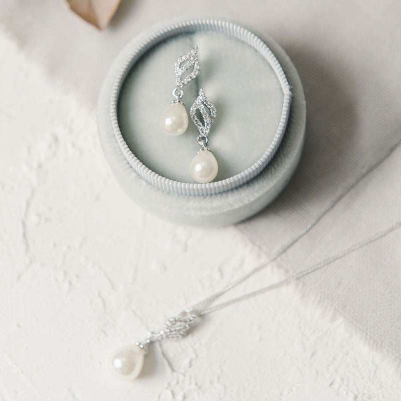 Lisbon crystal embellished pearl drop earrings - Liberty in Love