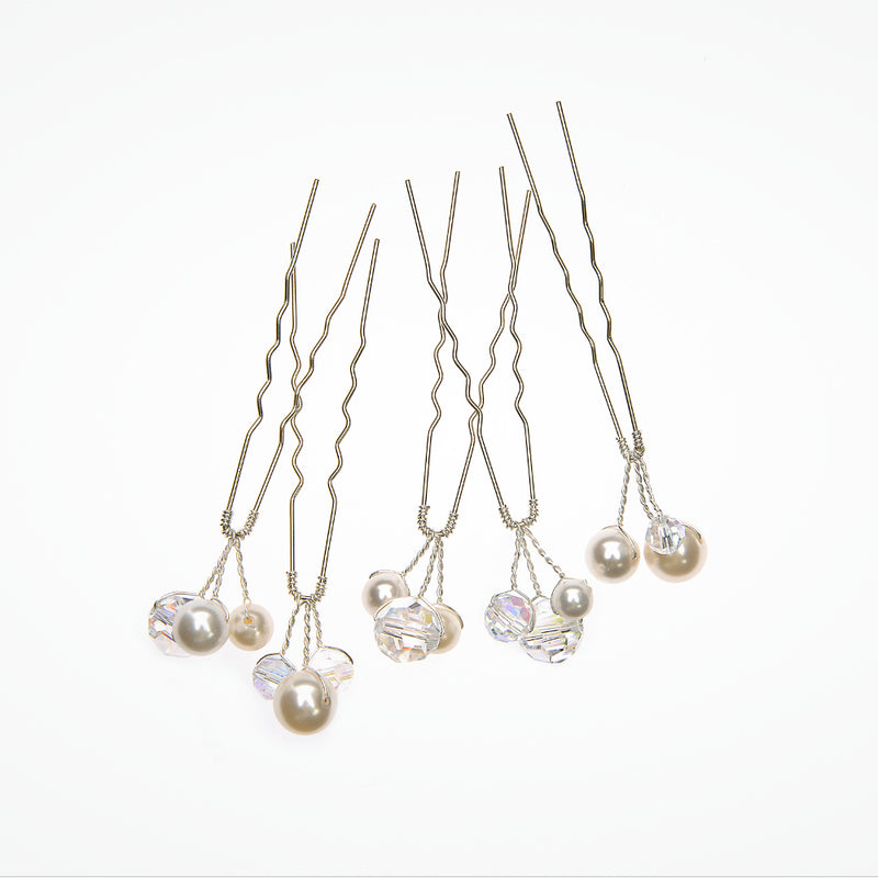 Little gem pearl and crystal hair pins (set of 5) - Liberty in Love