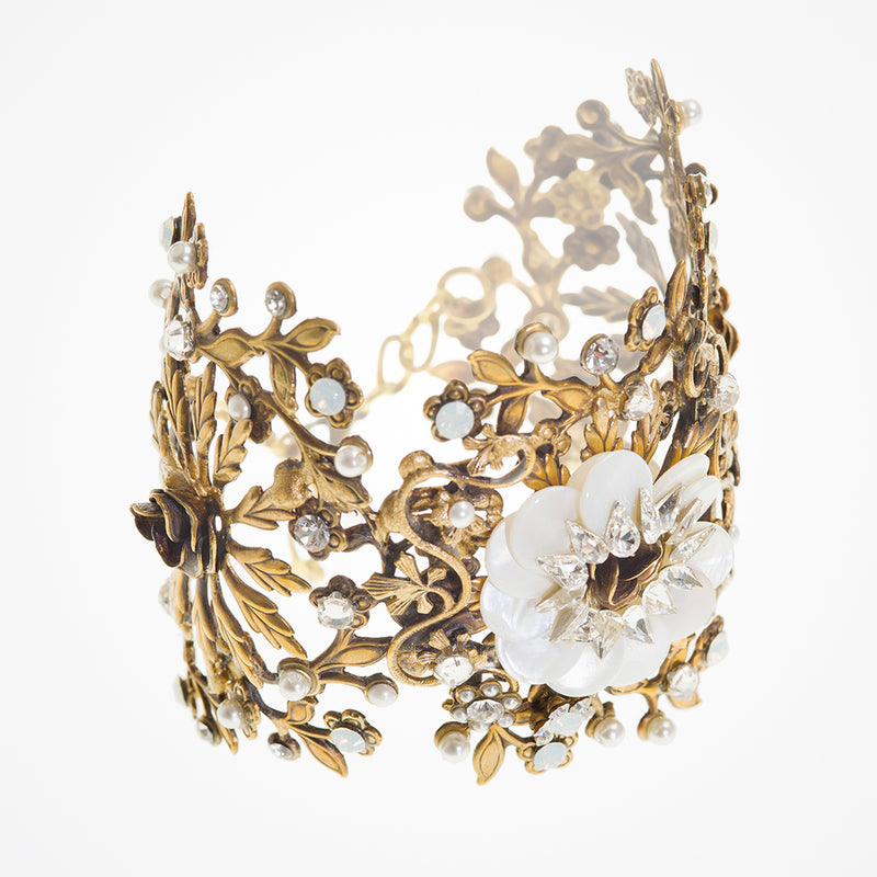 Liv antique gold floral bridal cuff - Liberty in Love