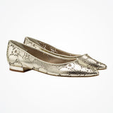 Lolita champagne floral leather flat pumps - Liberty in Love