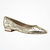 Lolita champagne floral leather flat pumps - Liberty in Love