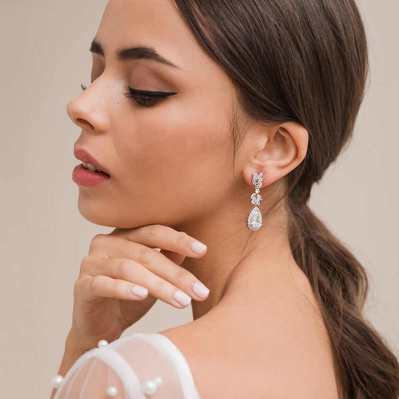 Lourdes crystal floral drop earrings - Liberty in Love