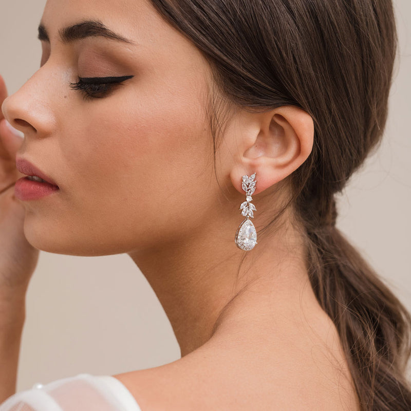 Lourdes crystal floral drop earrings - Liberty in Love
