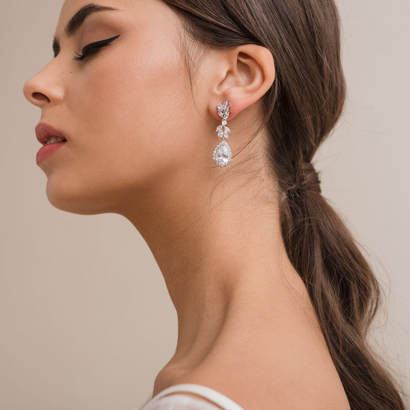 Lourdes crystal floral drop earrings - Liberty in Love