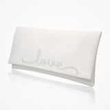 'Love' glittered letters ivory satin clutch - Liberty in Love