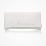 'Love' glittered letters ivory satin clutch - Liberty in Love