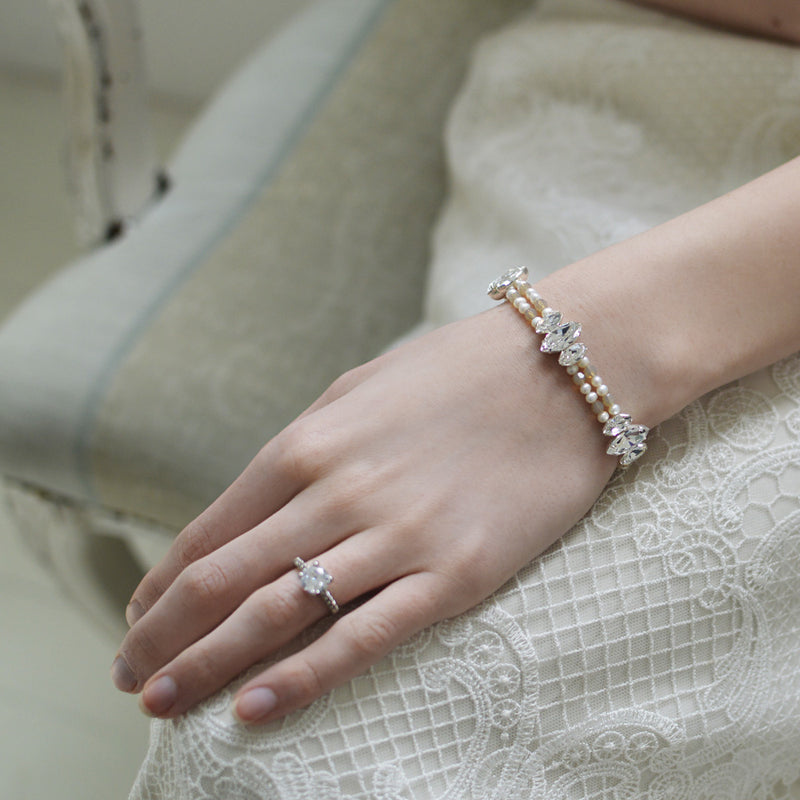 Love pearl and sand opal crystal bracelet - Liberty in Love