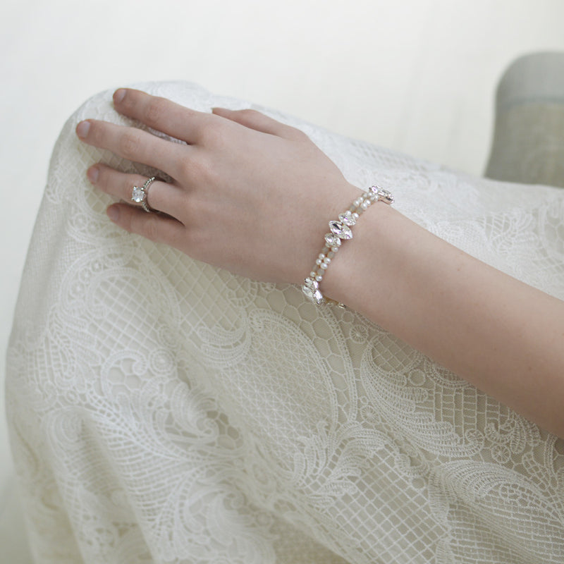 Love pearl and sand opal crystal bracelet - Liberty in Love