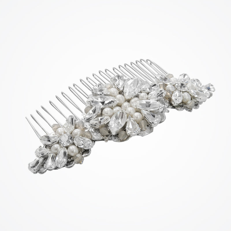 Love pearl and sand opal crystal comb (large) - Liberty in Love