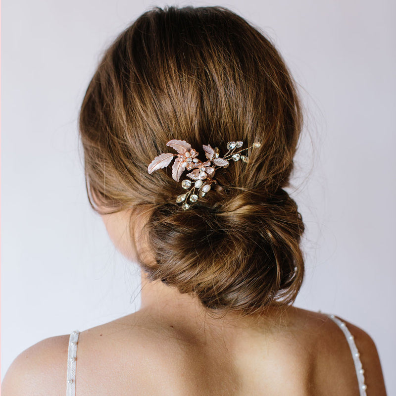 Luna rose gold leafy hair pin - Liberty in Love