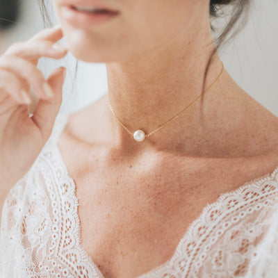 Luna single pearl chain choker necklace - Liberty in Love