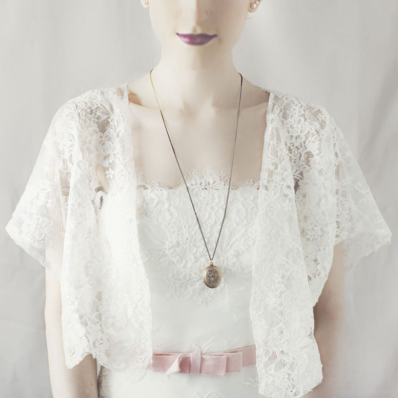 Luna floral french lace bridal jacket - Liberty in Love