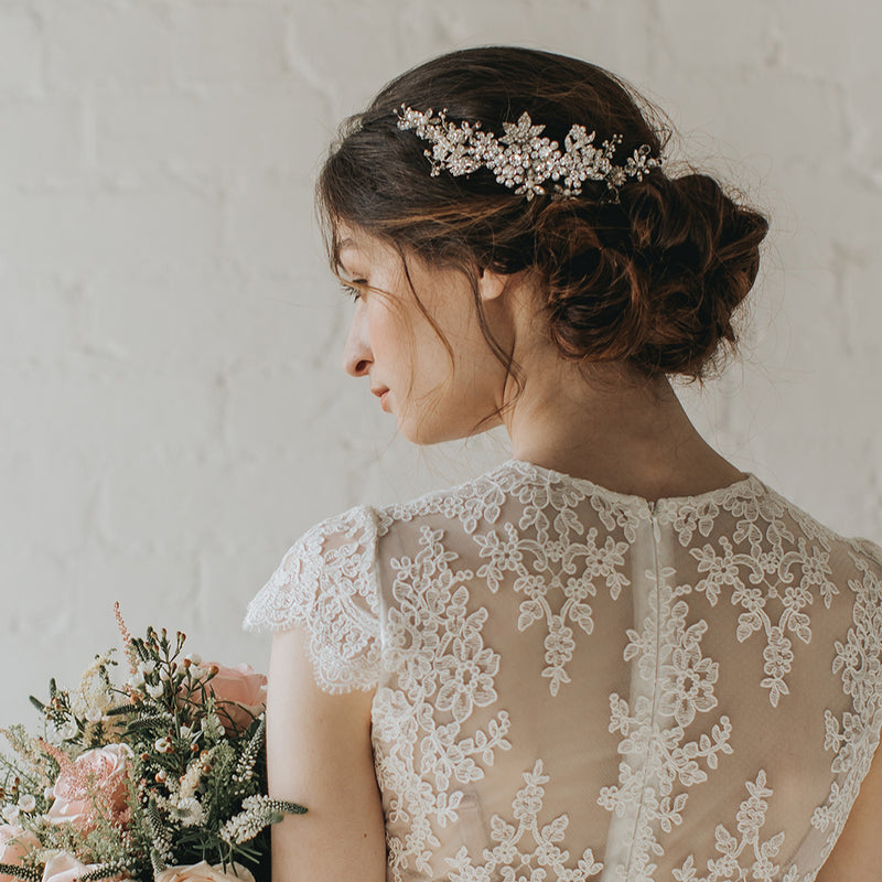 Lux curved crystal blossoms and sprigs headpiece - Liberty in Love