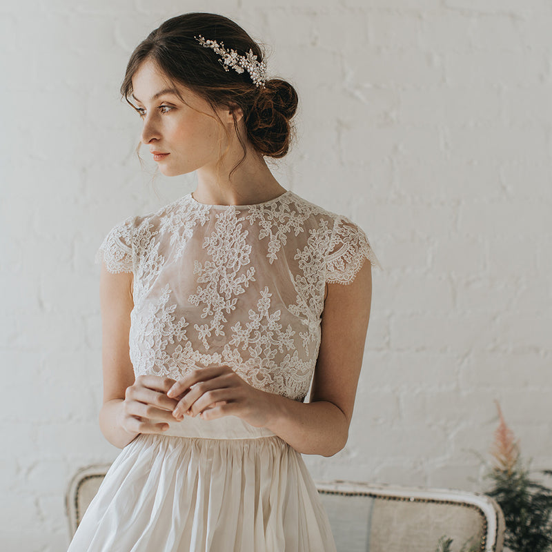 Lux curved crystal blossoms and sprigs headpiece - Liberty in Love