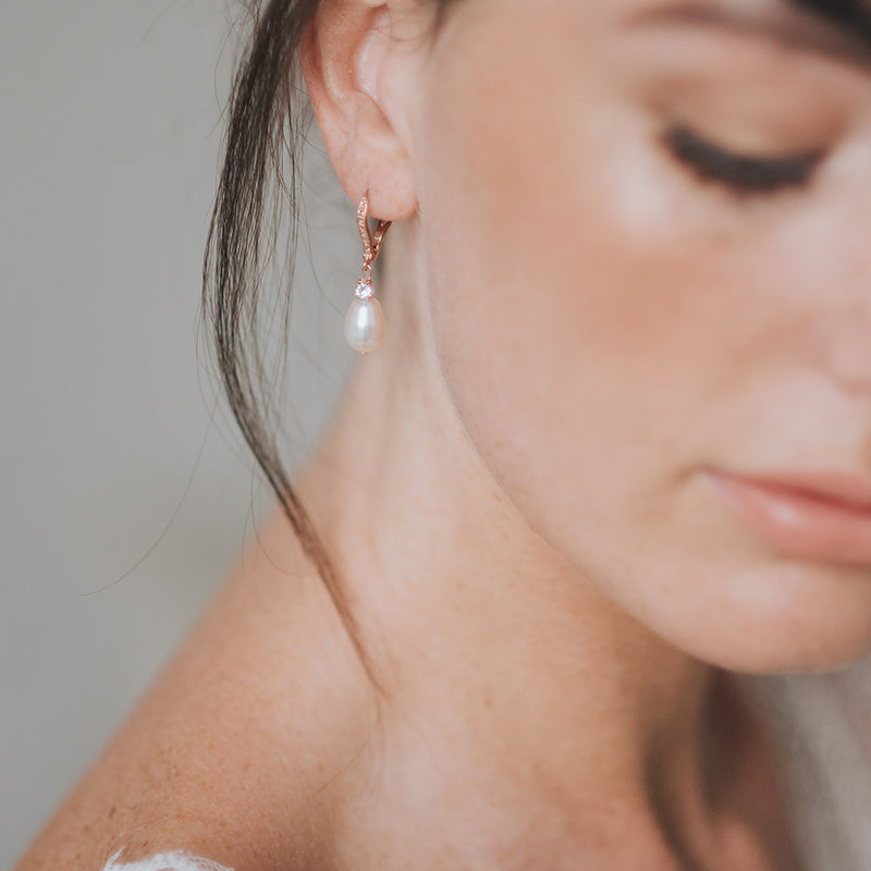 Mabel rose gold pearl earrings - Liberty in Love