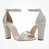 Maggie May laser-cut ivory leather block heel sandals - Liberty in Love