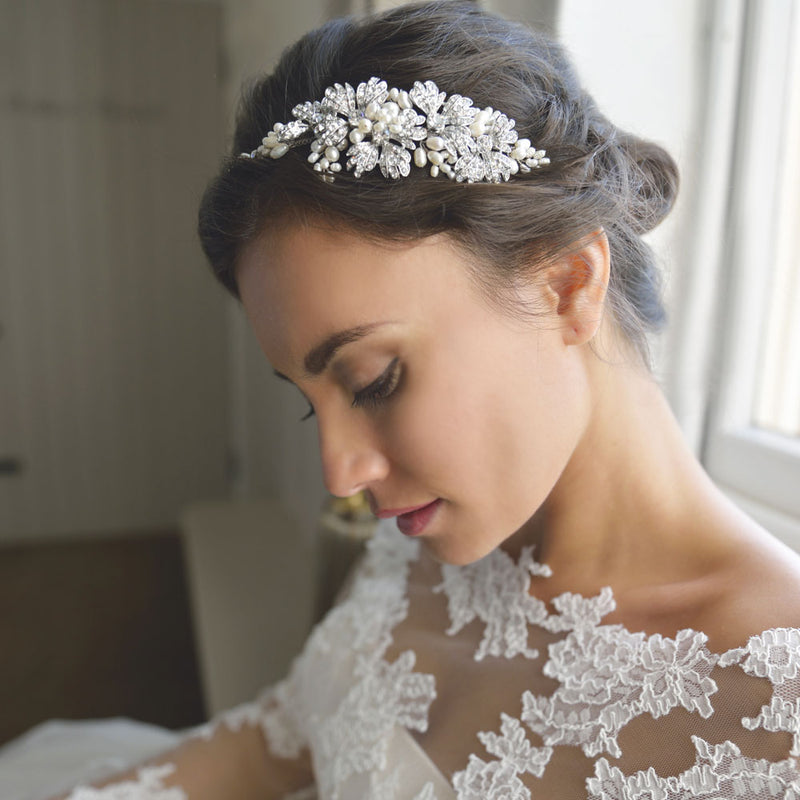 Nina crystal and pearl floral tiara - Liberty in Love