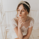 Marcella gold floral crystal embellished tiara - Liberty in Love