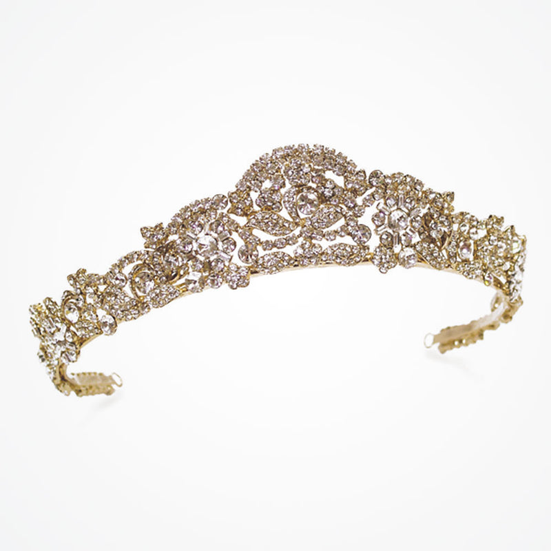 Marcella gold floral crystal embellished tiara - Liberty in Love
