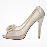 Marina lace with satin rose peep-toes - size 4 only - Liberty in Love