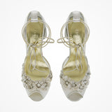 Marlene embellished blossoms ankle-tie silver sandals - Liberty in Love