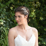 Meadowsweet rose gold enamelled blossoms and leaves hair clip - Liberty in Love