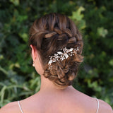 Meadowsweet rose gold enamelled blossoms and leaves hair clip - Liberty in Love