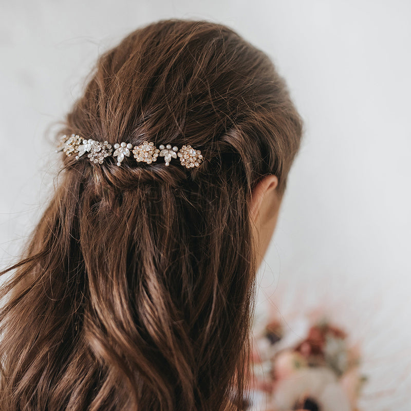 Meera clustered blossoms gold hair ornament - Liberty in Love