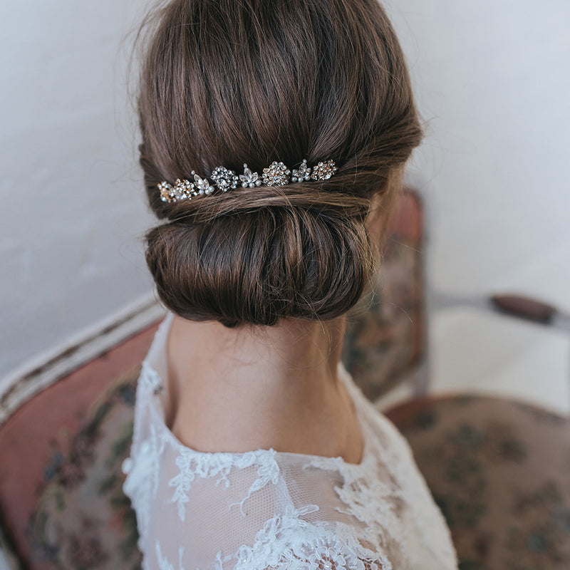 Meera clustered blossoms gold hair ornament - Liberty in Love