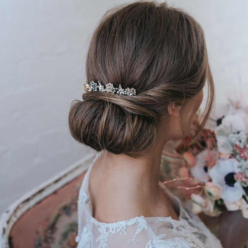Meera clustered blossoms gold hair ornament - Liberty in Love