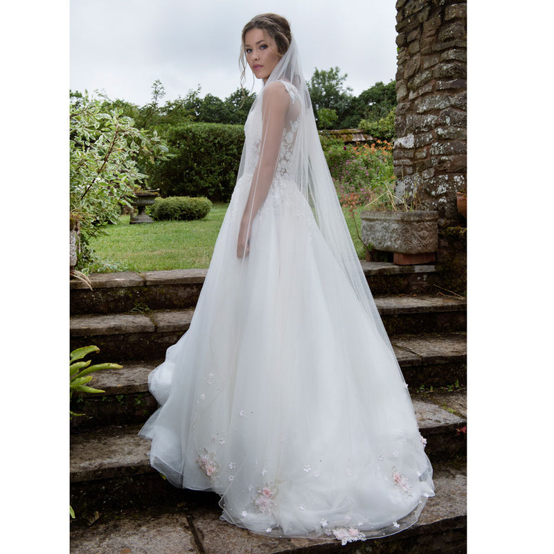 Melbourne blush blossom embellished tulle veil - Liberty in Love