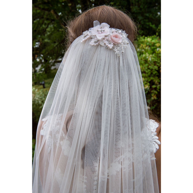 Melbourne blush blossom embellished tulle veil - Liberty in Love