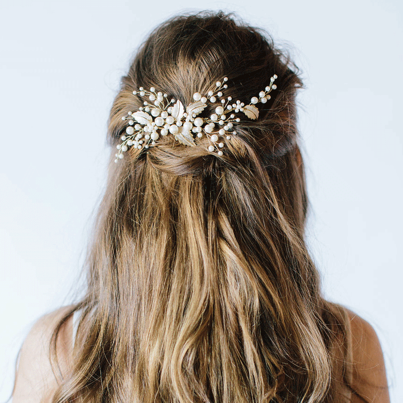 Merlot pearl sprays and leaves hair comb - Liberty in Love