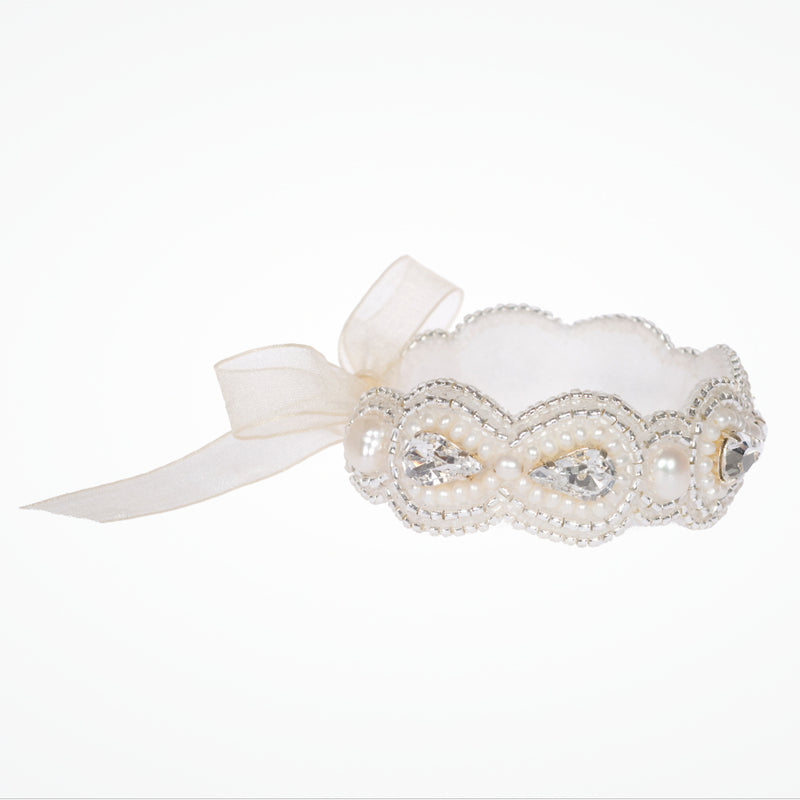 Miami beaded bridal cuff with Swarovski crystal - Liberty in Love