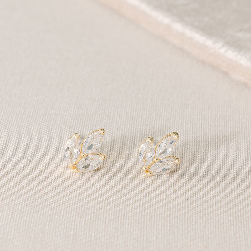 Mimi clustered crystal bridal stud earrings (gold) - Liberty in Love