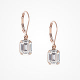 Mimi emerald-cut crystal drop rose gold earrings - Liberty in Love