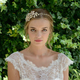 Mimosa golden enamelled pearl and crystal blossoms headpiece - Liberty in Love